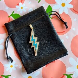Turquoise Enamel Lightning Bolt Pendant